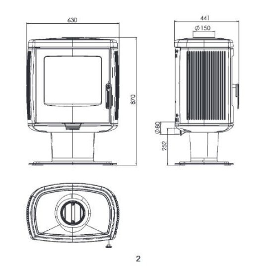 Plamen Roberto öntöttvas kandalló stílusos és eredeti dizájnnal, öntvény tűztérrel, külső levegő csatlakozás, 8.6kW 