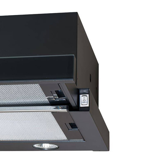 Cata TF-2003/600 GBK/B  LED BLACK GLASS 60cm fekete beépíthető kihúzható konyhai elszívó 600m3