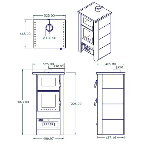 Warnex Taurus csempés sütős kandalló bézs oldalburkolattal, 12kW 