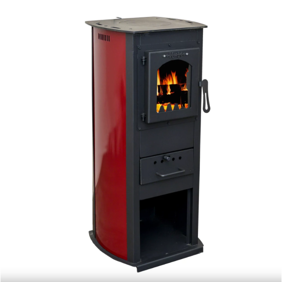 Warnex TERMO KLASIK LUX 6,5kW piros kandalló teje megerősített fémlemezből készült színes oldal