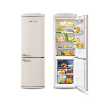 Vestfrost VR-FB373-2E2BG Retro bézs NO Frost alulfagyasztós kombinált hűtőszekrény 190,1 X 60,5 X 68,1cm
