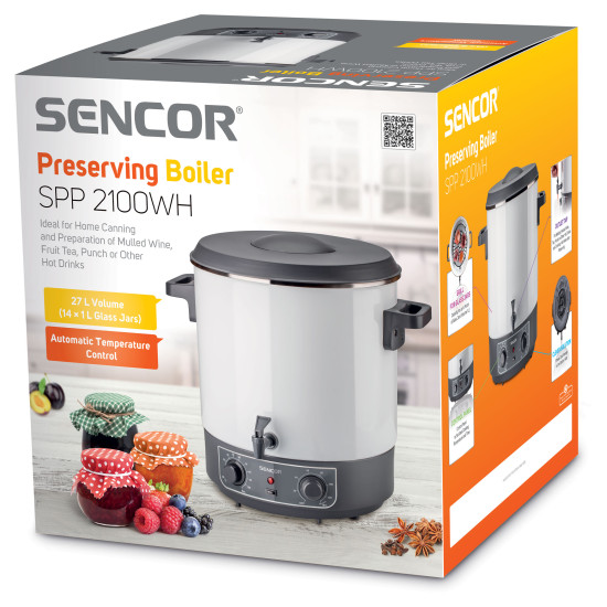 Sencor SPP 2100WH befőző edény 27 liter termosztát 30 °C és 100 °C SPP2100WH