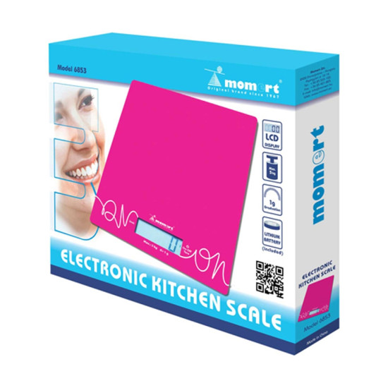 Momert 6853 rózsaszín elektronikus, üveglapos konyhamérleg