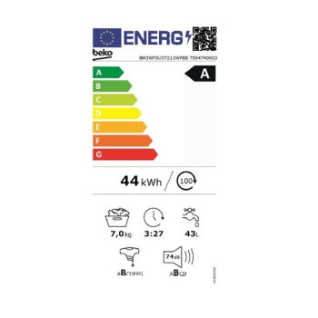 Beko BM3WFSU37213WPBB keskeny elöltöltős mosógép 7kg, gőz funkció, inverter motor 60x46.8x84.5 cm