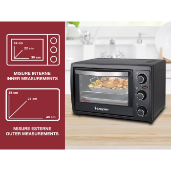 Beper 90.884 légkeverése minisütő 30 liter, 60 perces időzítő hangjelzéssel, 46x27x38 cm