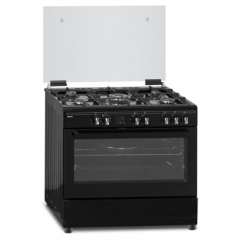 MPM 90cm széles fekete kombinált tűzhely 5 gázégő 1db wok égővel MPM-93-KGM-32