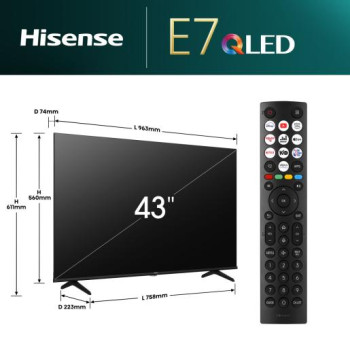 Hisense 43E7NQ 43" 108 cm 4K UHD Smart QLED TV