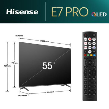Hisense 55E7NQPRO 55" 139 cm 4K UHD Smart QLED TV 144Hz Game Mode PRO