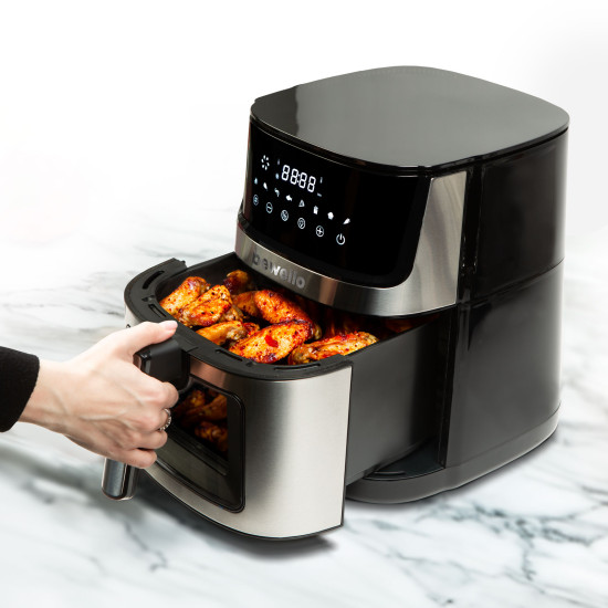 Bewello BW1002C Aír Fryer 7,5l alul felül fűtőszálas forrólevegős sütő 2000W érintőgombos