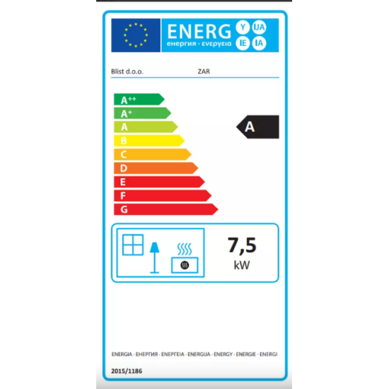 Blist ZAR FEKETE 7,5kW PIROS kandalló öntöttvas ajtóval és tetővel 