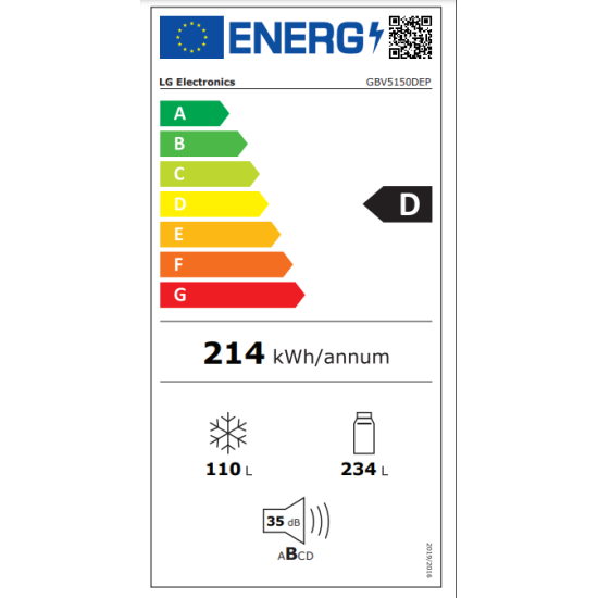 LG GBV5150DEP matt éjfekete No Frost alulfagyasztós kombinált hűtő, DoorCooling+™ Inverter kompresszor 59,5X68,2x186cm