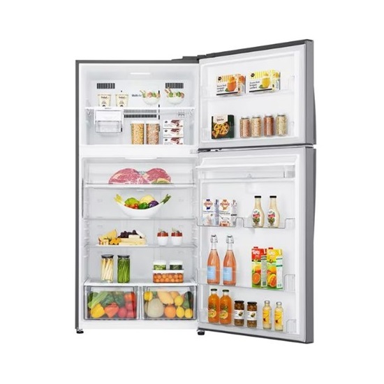 LG GTF916PZPED felülfagyasztós kombinált hűtőszekrény 86cm széles hamvas ezüst, LG ThinQ™ WiFi funkcióval, Smart Inverter Kompresszor, Friss 0-s Zóna,  LED-es érintőkijelző, 86x73x184 cm 