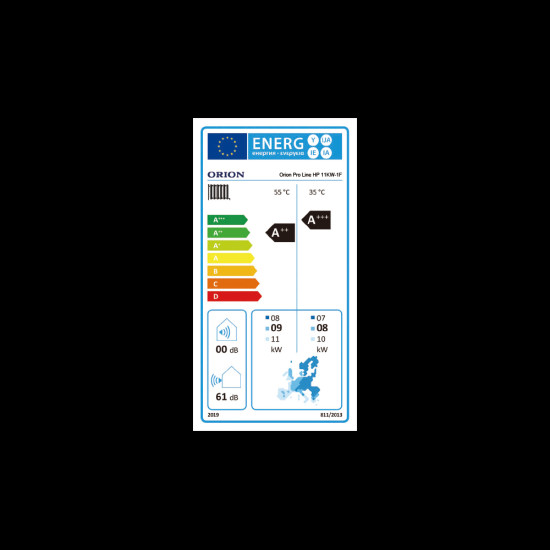 ORION PRO LINE HP 11KW-1F Monoblokk R290 full dc inverter levegő - víz hőszivattyú Hűtés / Fűtés kapacitás: 10,20kW /11,4kW, 230V / 1 fázis 