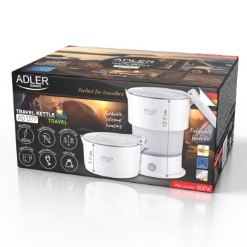 Adler AD1377W összecsukható szilikon úti vízforraló, 600W, 0.6 liter
