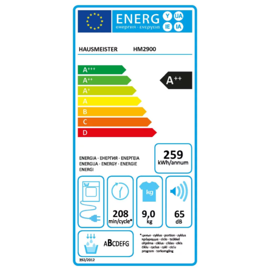 Hausmeister HM2900 hőszivattyús szárítógép 9 KG A++