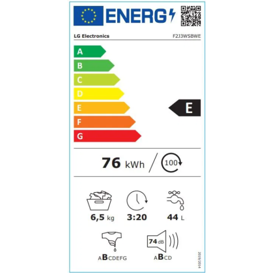 LG F2J3WSBWE keskeny Inverter Direct Drive™ elöltöltős mosógép  6,5Kg gőz funkció, 60x44x85cm