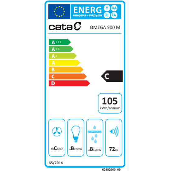 Cata OMEGA 900 X/M 90cm inox kürtös konyhai elszívó