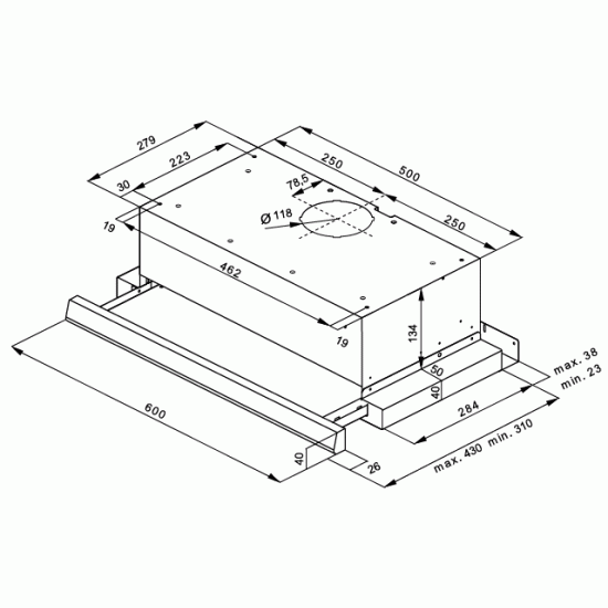 Amica OTS615W beépíthető fehér kihúzható páraelszívó