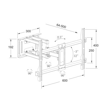 WELL 32 – 70” LED TV Fali forgatható dönthető tartókonzol TVS-LCD-SW670-WL