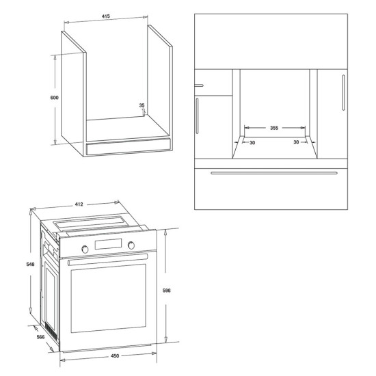MPM 45cm széles beépíthető elektromos sütő MPM-45-BO-20