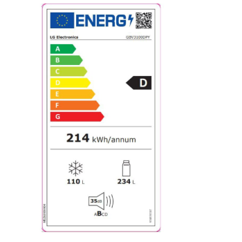 LG GBV3100DPY alulfagyasztós kombinált hűtőszekrény, DoorCooling+™ technológia, 344/110L, 59.5x68.2x186 cm, hamvas matt ezüst szín 