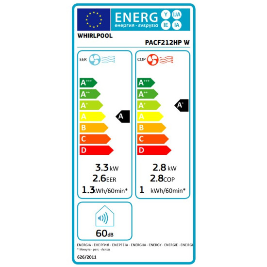 Whirlpool PACF212HPW hűtő-fűtő mobil klíma 3,3kW