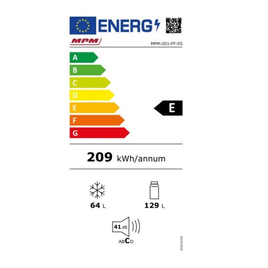 MPM MPM-201-FF-55 No Frost alulfagyasztós kombinált hűtőszekrény,158 cm magas