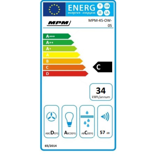 MPM MPM-45-OW-05 felsőszekrénybe építhető konyhai elszívó,45cm széles,fekete 