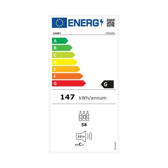 Candy CWC058 borhűtő,128cm magas,58 palackos,WiFi, LED világítás ,fekete 