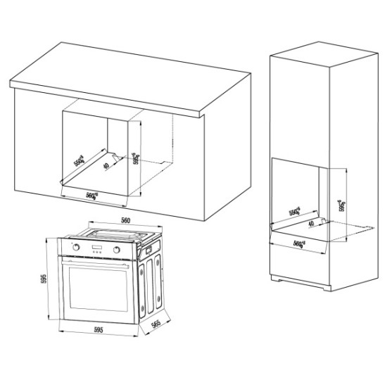 MPM MPM-63-BO-26 beépíthető sütő,70L,alsó és felső sütés, grill, gőzfunkció