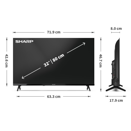 Sharp 32HA1205E HD Ready Smart LED TV, 32", 81.28 cm 