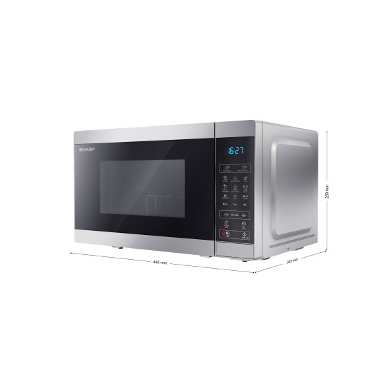 Sharp YC-MG02ES mikrohullámú sütő, 20L, 800W, ezüst szín 
