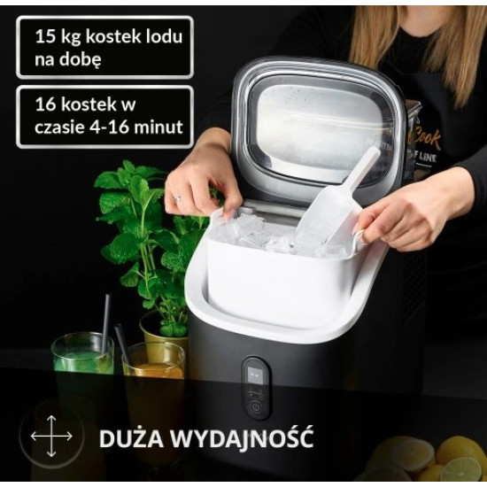 SamCook PSC-160/B Professzionális Jégkocka készítő 130W, 15kg/24 h, 16 jégkocka 4–16 perc alatt, a beállításoktól függően