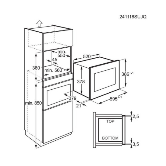 AEG OS5GM251EB beépíthető fekete 23 literes mikrohullámú sütő grilles, érintővezérléssel 