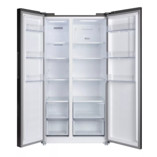 Hausmeister HM 3301 No Frost side by side hűtőszekrény, 333/192L,inverter motor, 91.2x64.2x176.2 cm, inox szín 