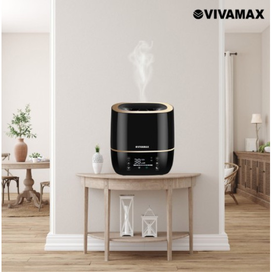 Vivamax GYVH59 multifunkciós ultrahangos párásító 5l-es víztartállyal, fekete/arany szín  
