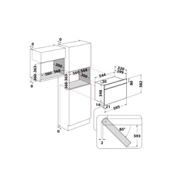 Whirlpool WMN14BB beépíthető mikrohullámú sütő, 22L, 700W, 59.5x32x38.2 cm, fekete szín 