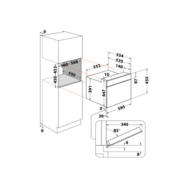 Whirlpool WMW44HMX beépíthető mikrohullámú sütő, 900W, 40L, 59.5x56x45.5 cm, inox 