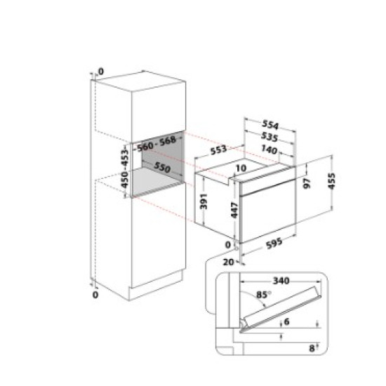 Whirlpool WMW44HMX beépíthető mikrohullámú sütő, 900W, 40L, 59.5x56x45.5 cm, inox 
