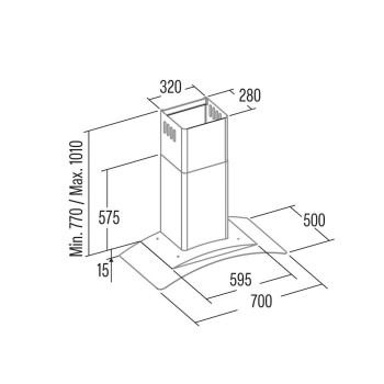 Cata GAMMA GLASS 700 GX/F LED beépíthető kürtös elszívó, 70 cm széles, inox 