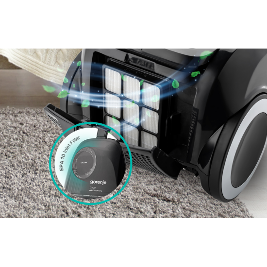 Gorenje VCE01G4AEBK porzsákos porszívó, 800W, fekete szín 