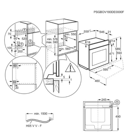 AEG BPE558370M SteamBake pirolitikus beépíthető sütő, 71L, 59.5x56.7x59.4 cm, inox 