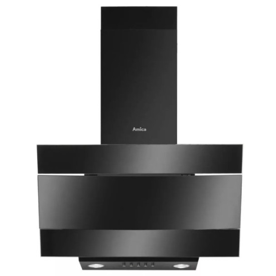 Amica OKC624S beépíthető falra szerelhető döntött kürtös konyhai elszívó, 60x35x133 cm, feketére festett acél szín 