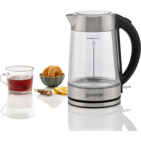Gorenje K17GDWII üveg vízforraló, 1.7L, 2200W, Strix vezérlés, dupla fal