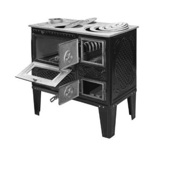 Hunor YTK 210 sparhelt fekete balos 7,85 kW, öntvény tűztérrel, 81x40x75 cm 