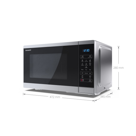 Sharp YC-MS252AE-S  mikrohullámú sütő, 25L, 900W, ezüst szín 
