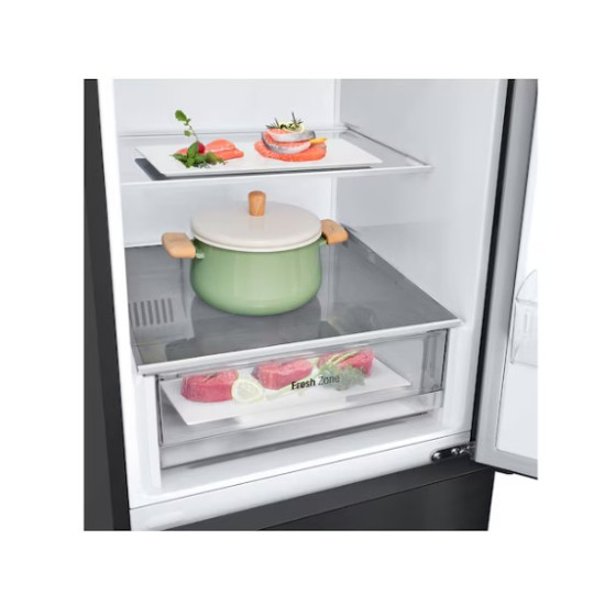 LG GBV21L0EEP alulfagyasztós kombinált hűtőszekrény, 234/110L, Smart Inverter Kompresszor, 59.5x68.2x186 cm, matt éjfekete szín 