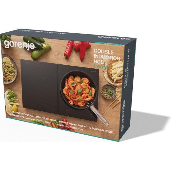 Gorenje ICY3500DGP kétzónás indukciós kerámialap, fekete szín 