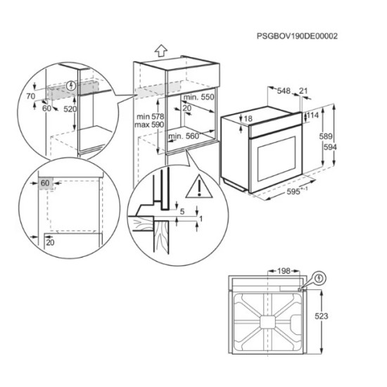 AEG OA5CB31SM beépíthető  SteamBake gőz sütő, AquaClean, katalitikus, 72l, maghőmérő, teleszkópos sütősínnel, 59.4x56.9x59.4 cm, inox 