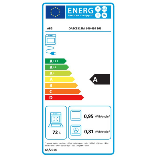 AEG OA5CB31SM beépíthető  SteamBake gőz sütő, AquaClean, katalitikus, 72l, maghőmérő, teleszkópos sütősínnel, 59.4x56.9x59.4 cm, inox 